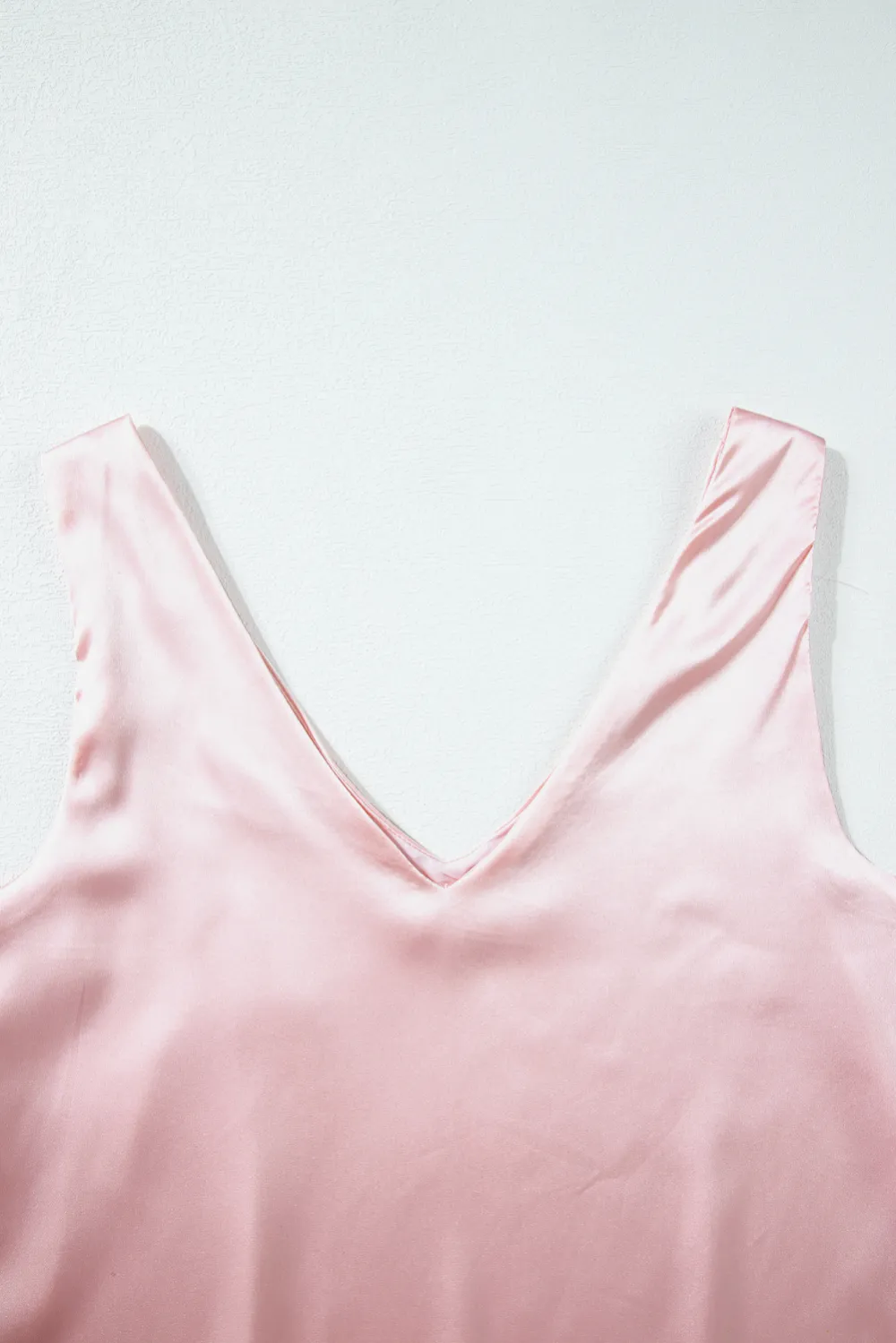 Pink Deep V Neck Loose Tank Top