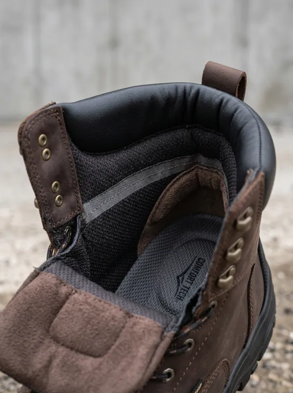 Leather-Look Lace-Up Workwear Men's Waterproof Work Boots