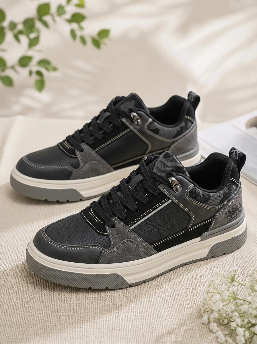 Men's Streetwear Urban Style Camo Patchwork Printed Sneakers