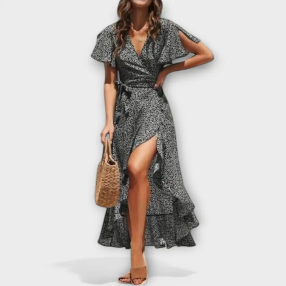 Wrap Floral Belted Casual Dress