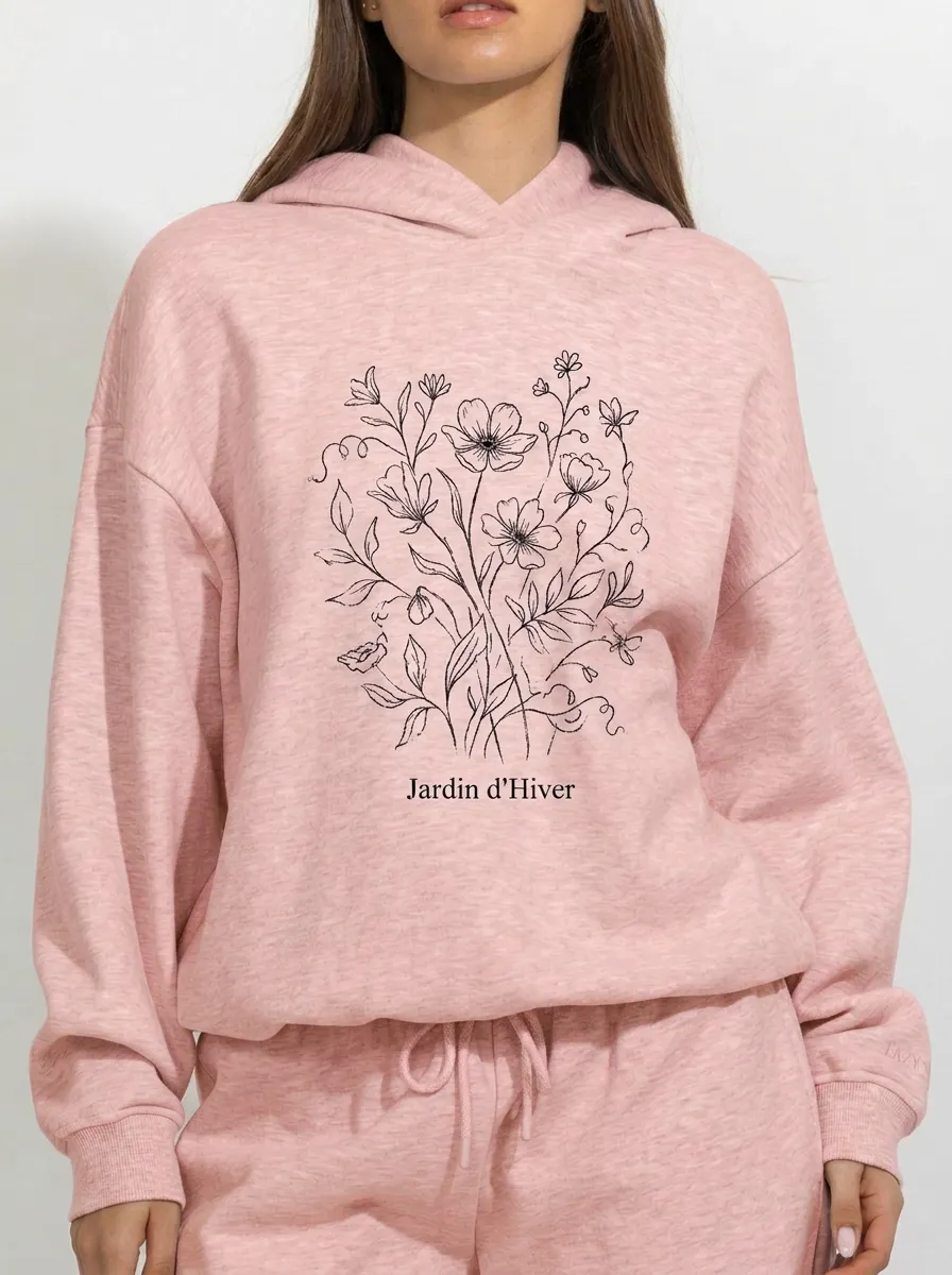Women's Botanical Floral Jardin d'Hiver Printed Hoodie