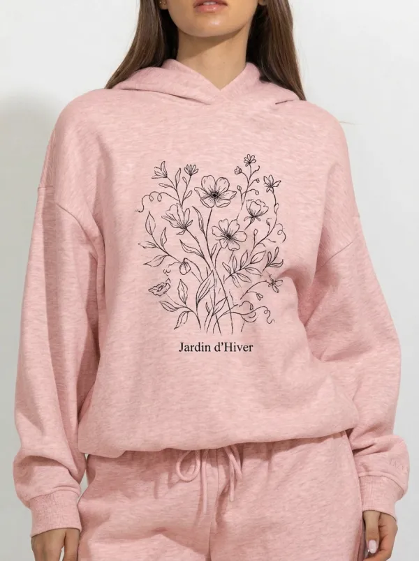 Women's Botanical Floral Jardin d'Hiver Printed Hoodie