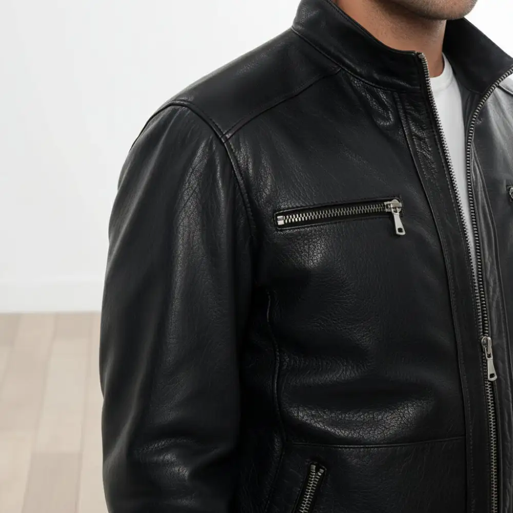 Cowhide Biker Motorcycle Multi Pocket Jacket