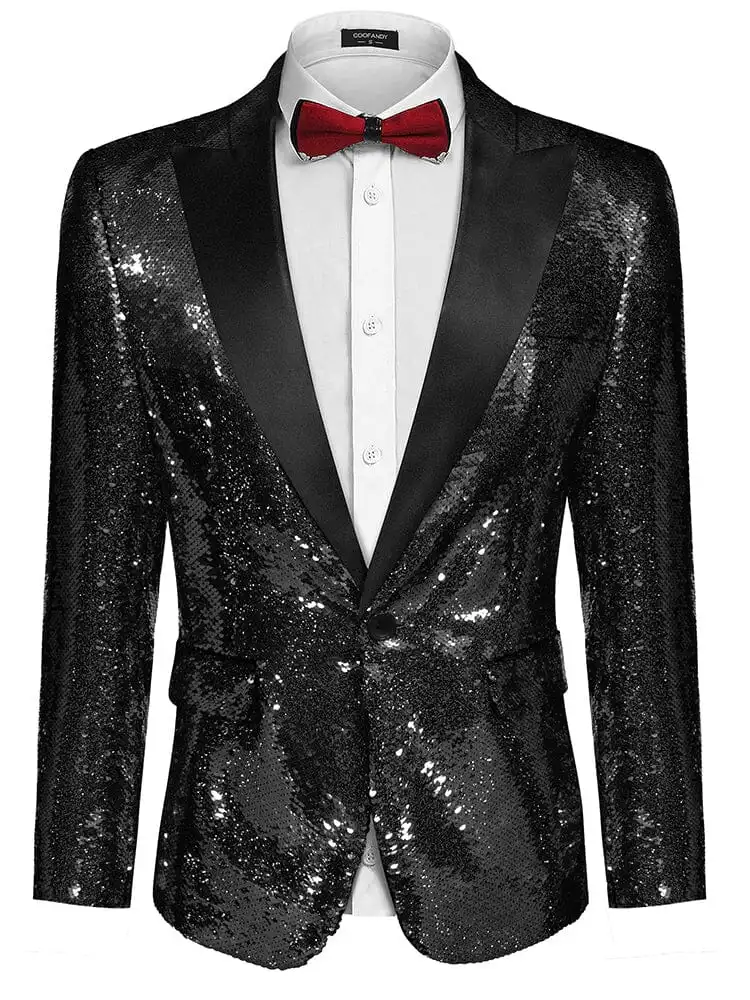 S Shiny Sequins Suit Jacket Coat