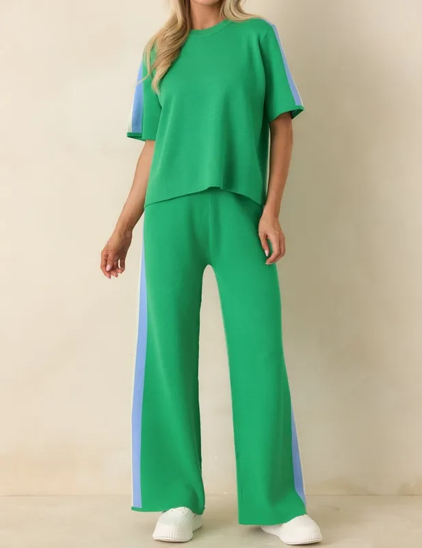 Green Multi Stripe Knit Top