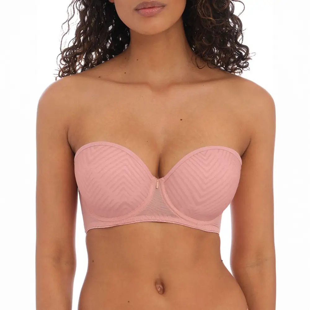 Women's Strapless Molded Adjustable Straps Lace Smoothing Bra
