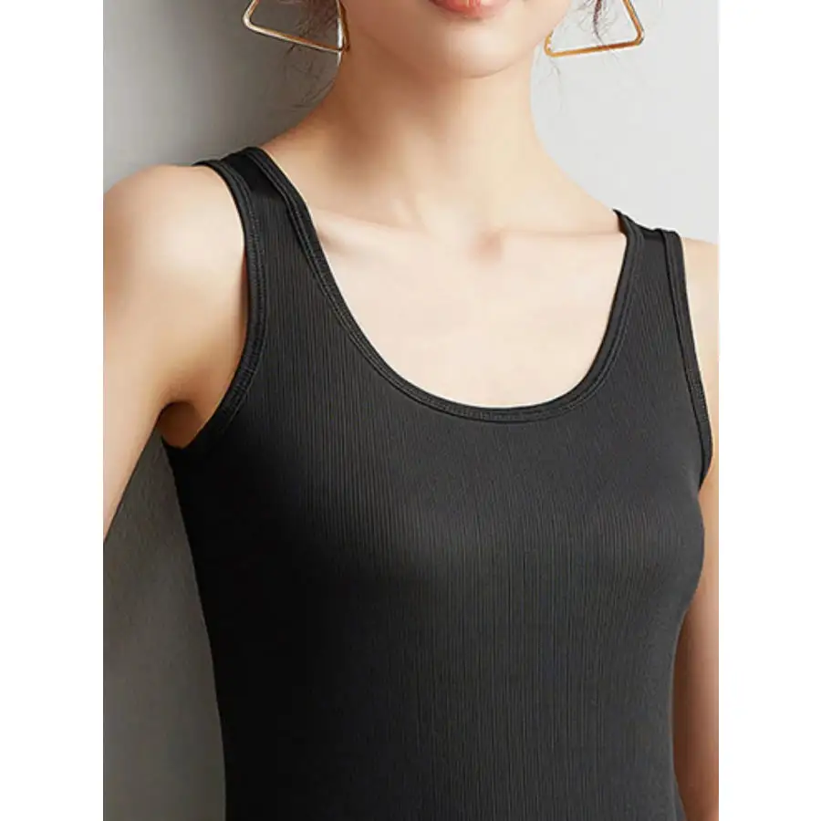 Plus Size Ribbed Scoop Neck Tank Top