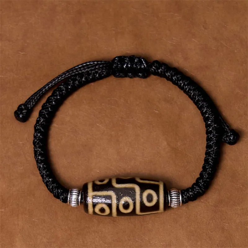 Eye Dzi Bead Eyed Dzi Bead Rope Bracelet