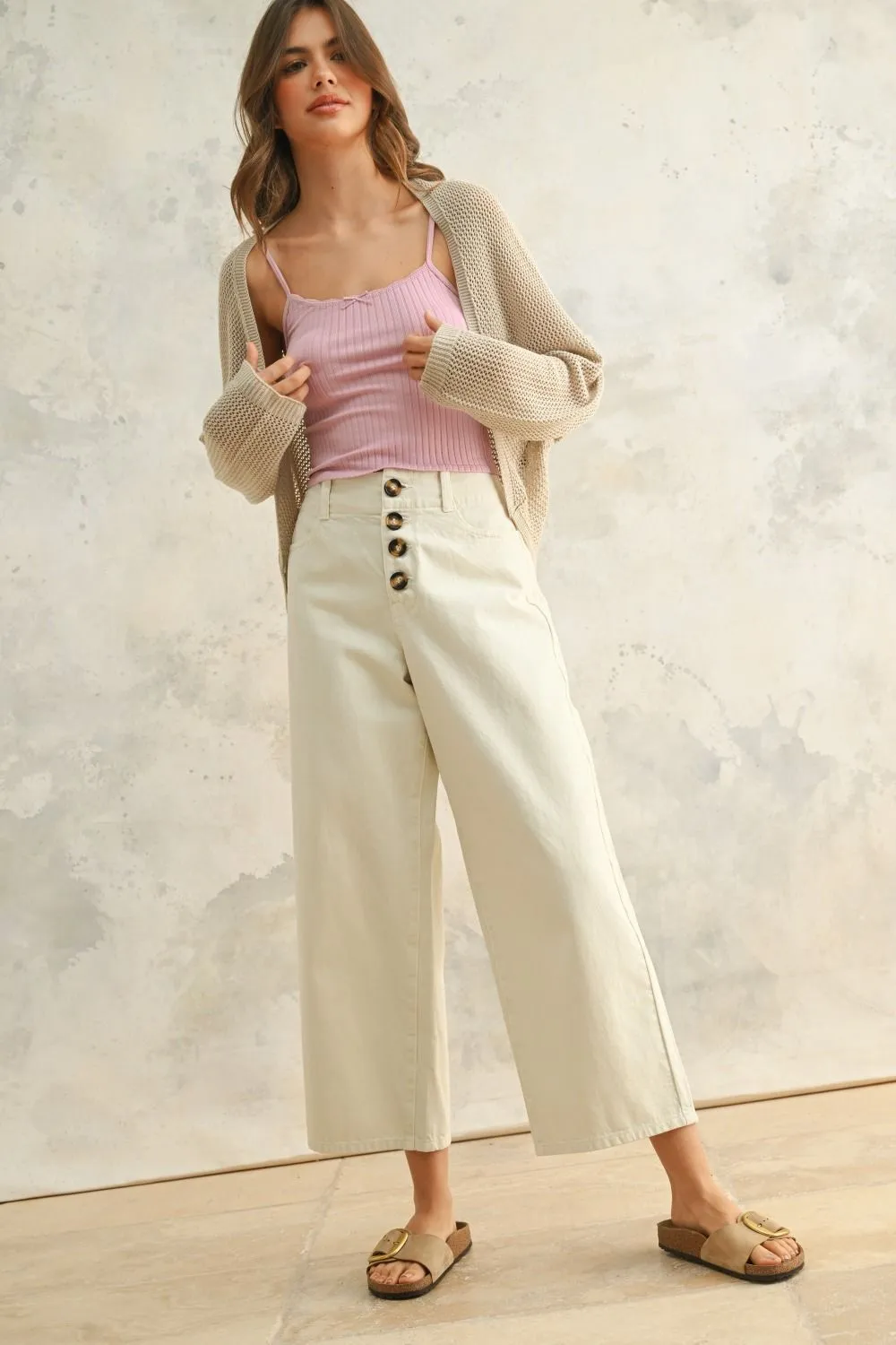 Button Front Cotton Pants