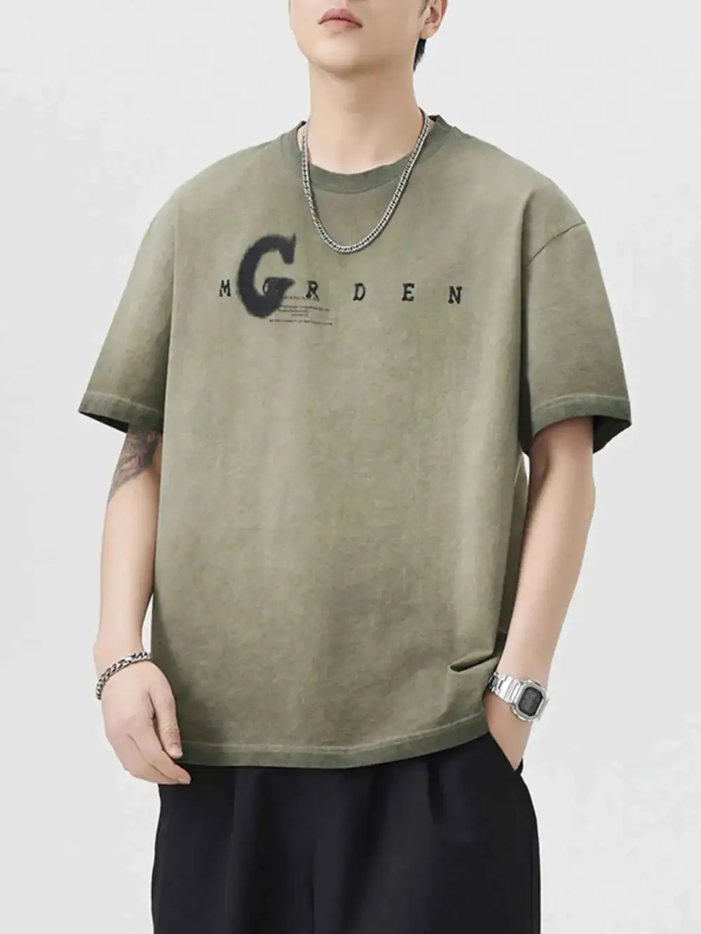 Soft Touch Letter Round Neck Short Sleeve T-Shirt
