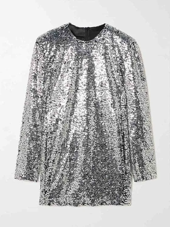 Modern Sequined Long Sleeved Elegant Mini Dress