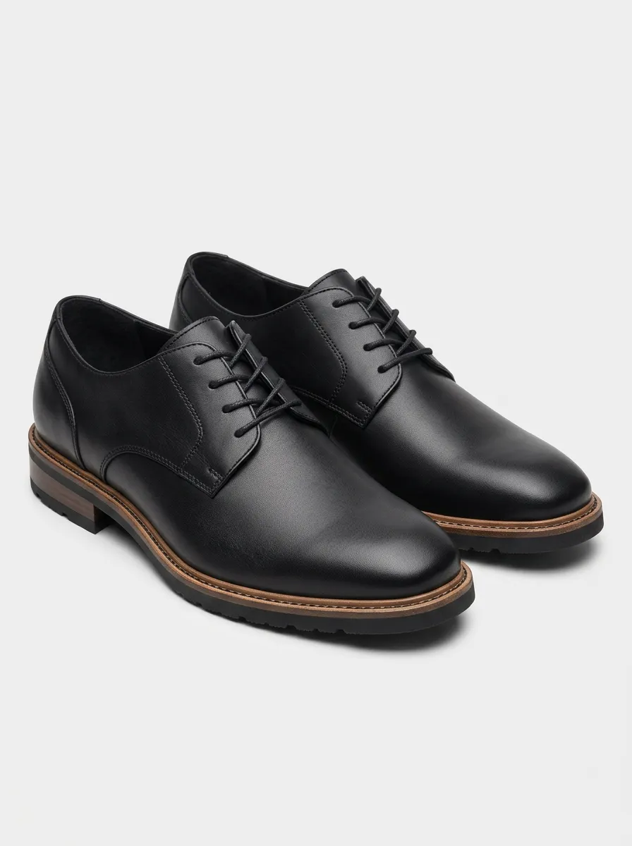Men's Classic Business Casual Black Leather Refined Oxford Shoes