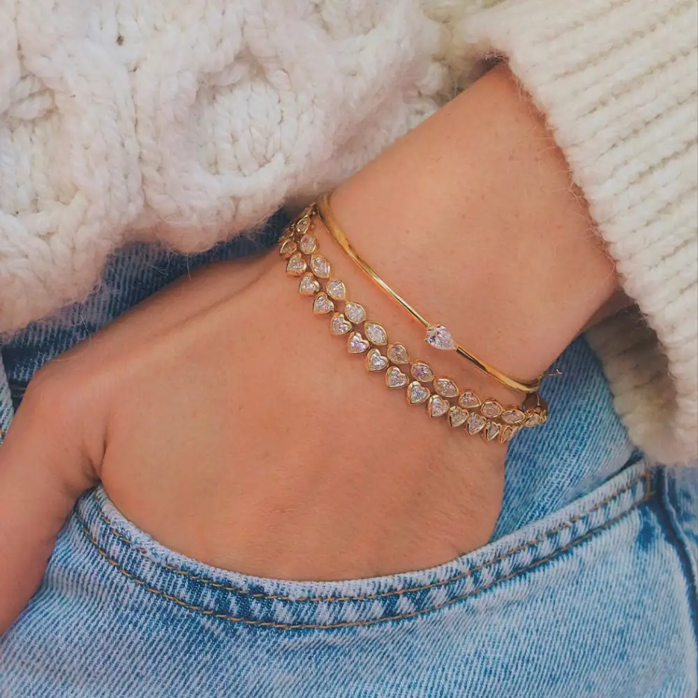Diamond Heart Twisted Bracelet