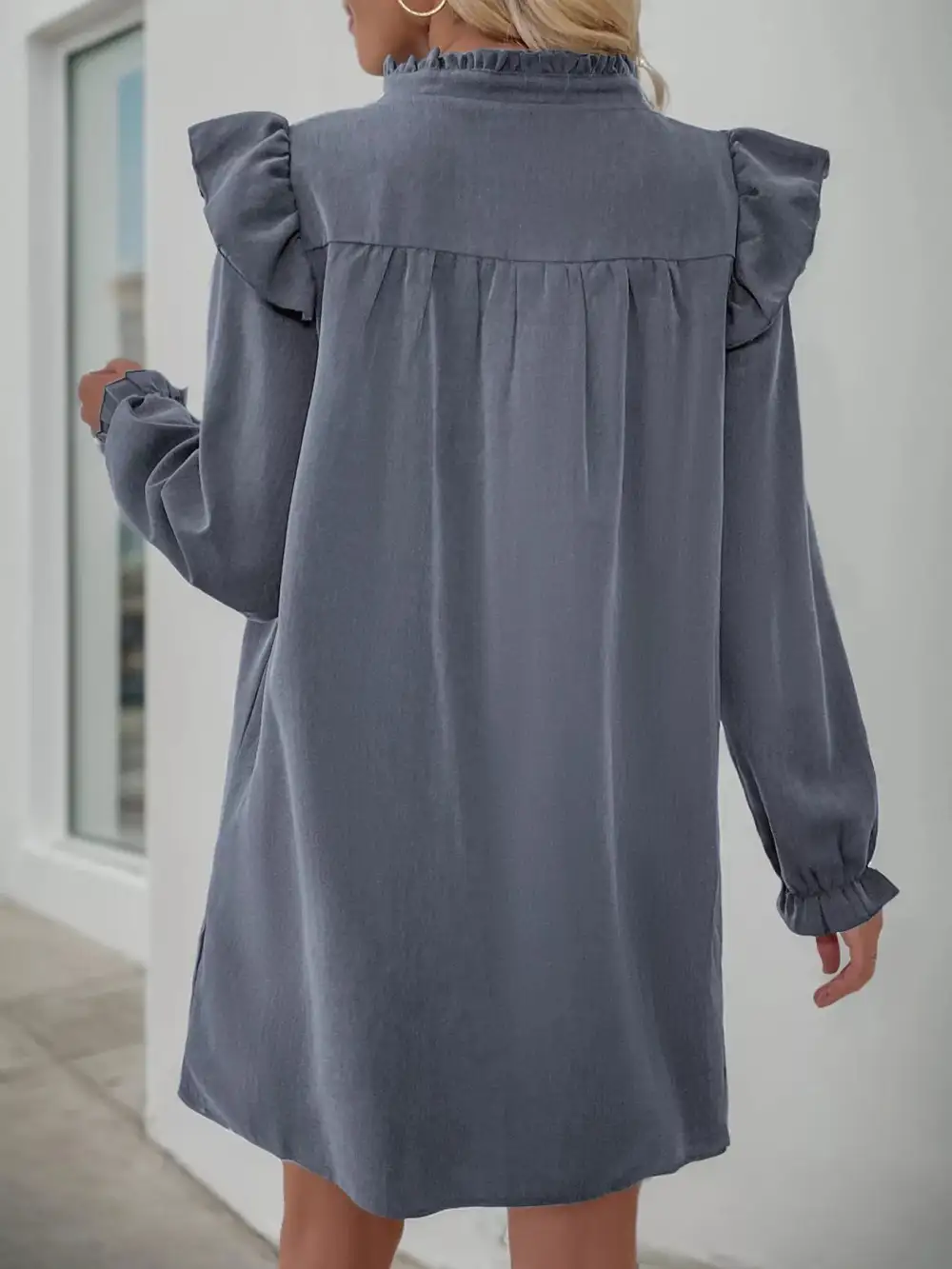 Polished Detail Ruffle Dress