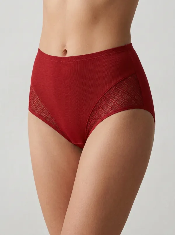 Women's High-Waisted Lace-Trim Geometric Panties
