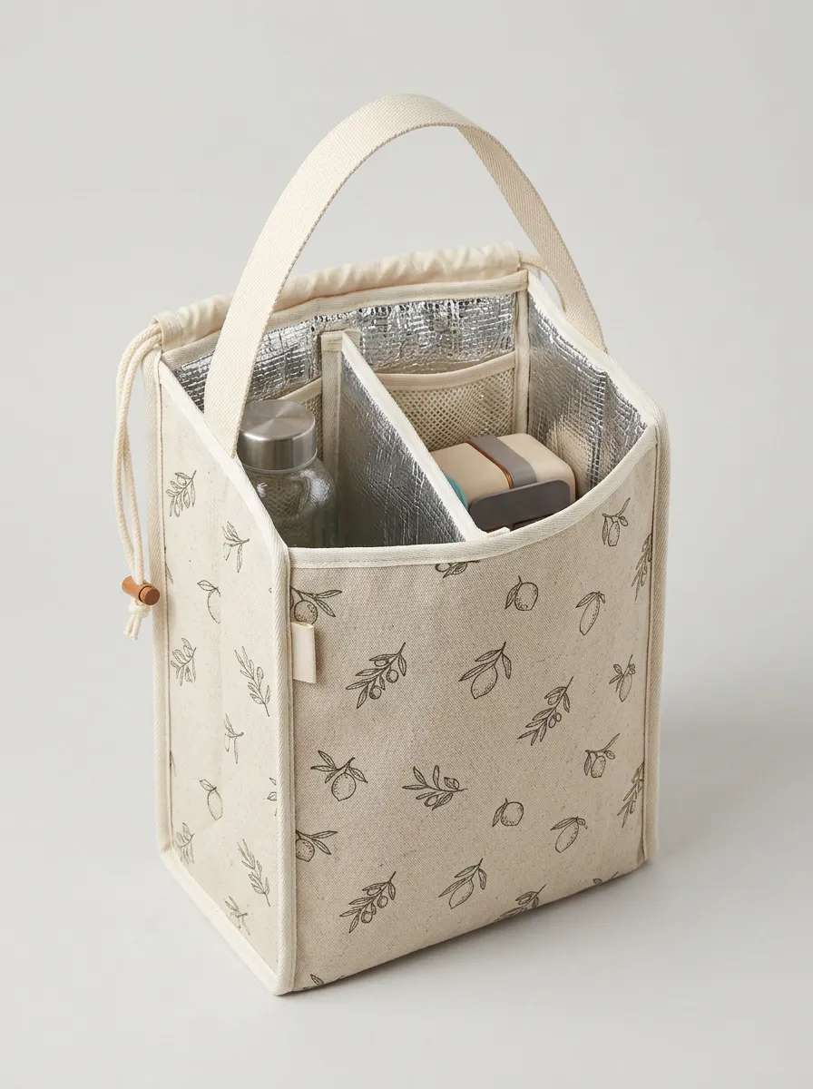 Botanical Olive Branch Printed Insulated Lunch Bag