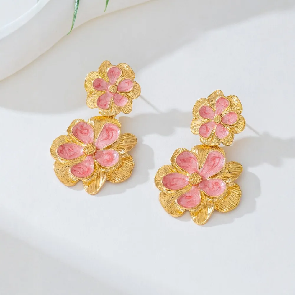 Vintage Minimalist Flower Drop Earrings