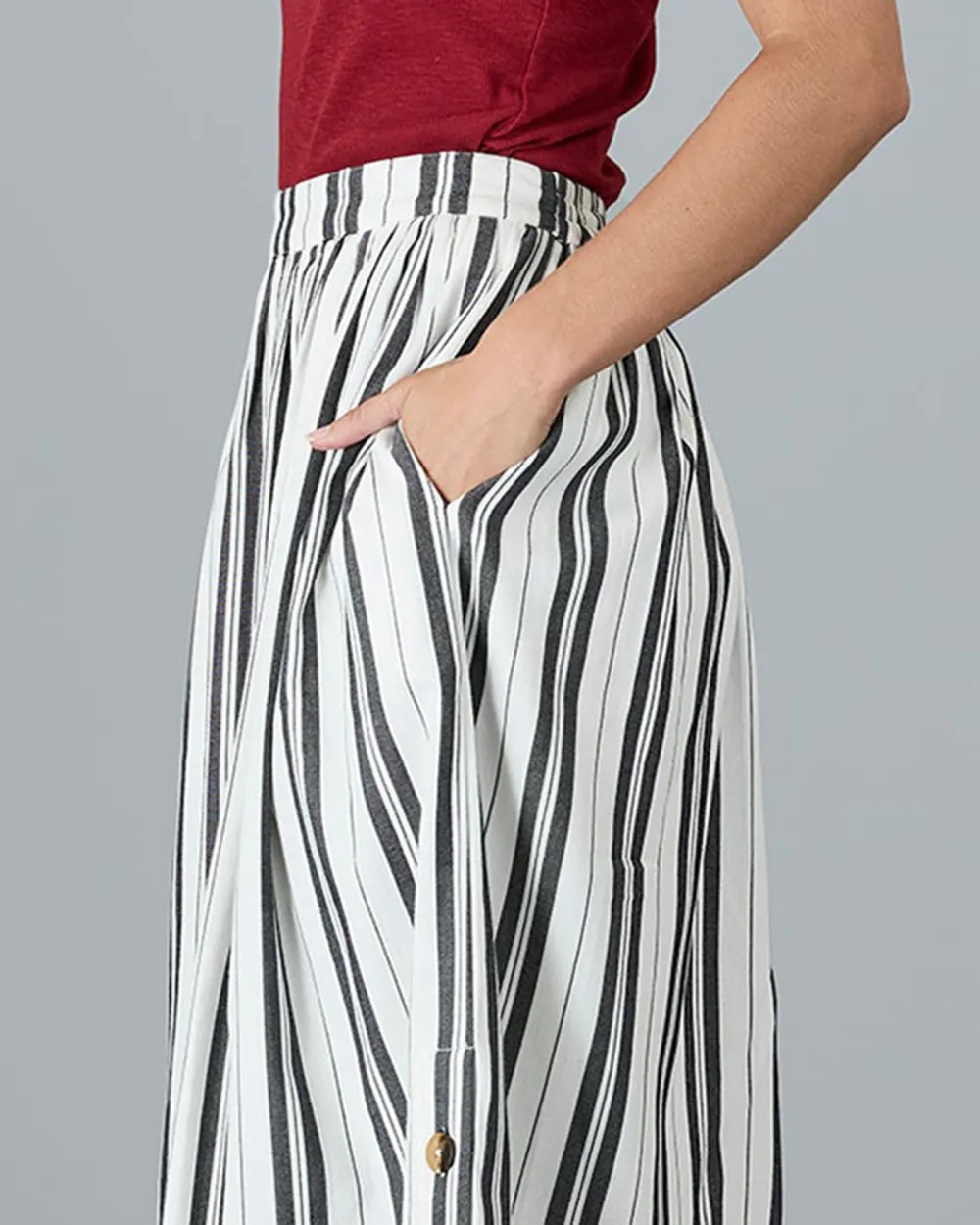 Black Striped Maxi Skirt