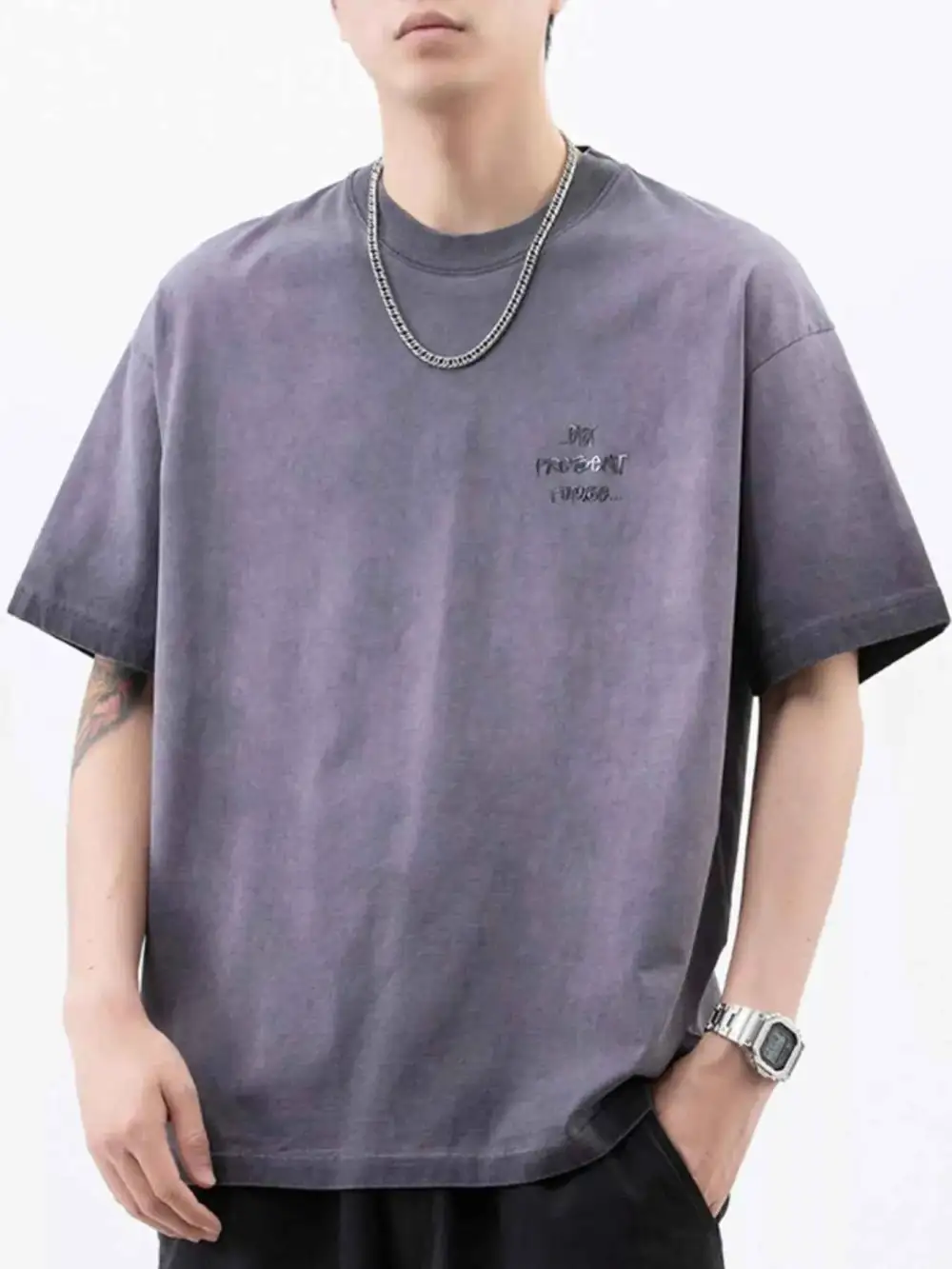 Oversized Round Neck Letter Graphic T-Shirt