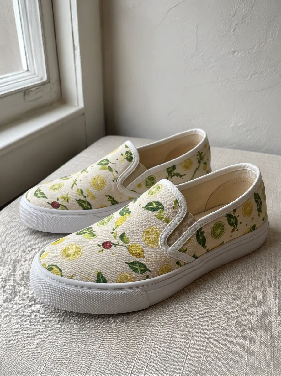 Women's Refined Summer Fruit Lover Lemon Lime Patterned Canvas Shoes