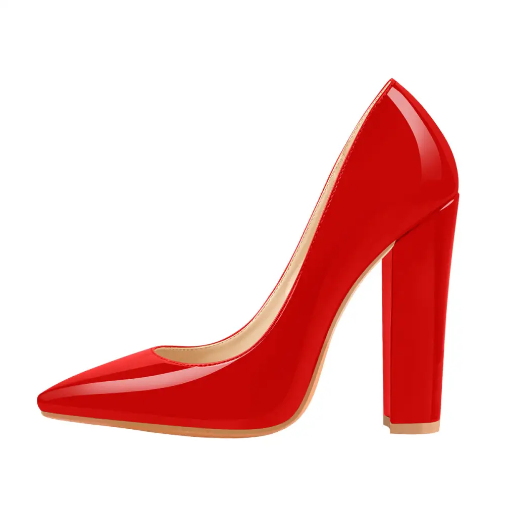 Modern Pointed Toe Chunky Heel Pumps