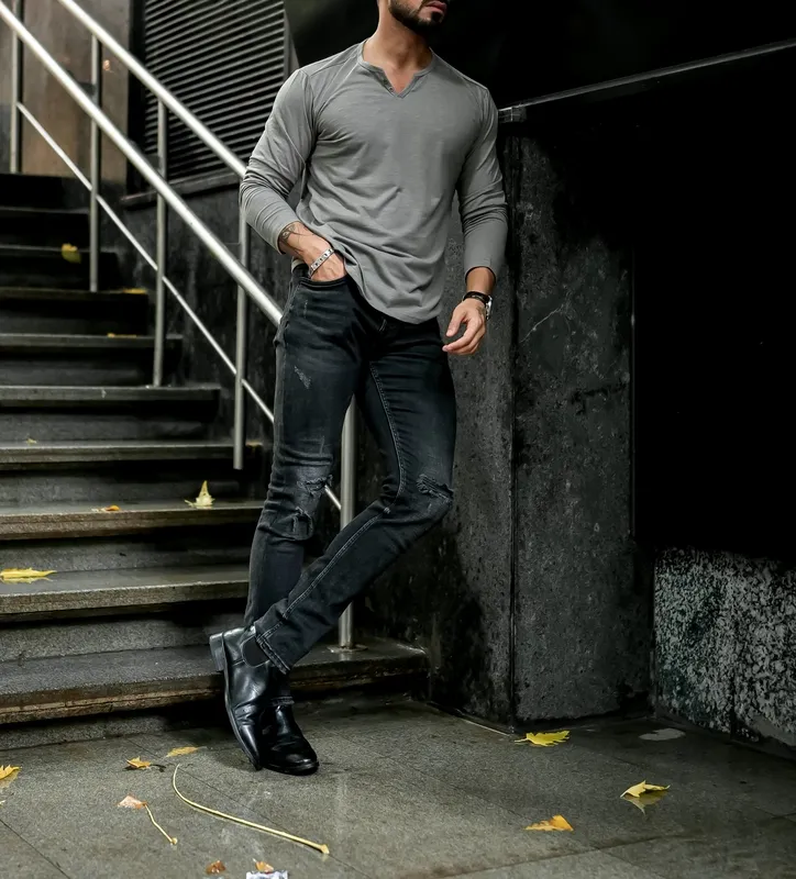 Grey Casual Button Up Shirt