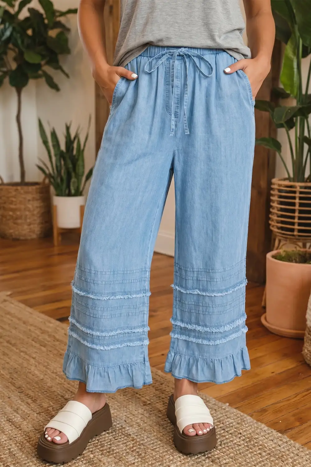 Relaxed Fit Wide Leg Casual Jeans