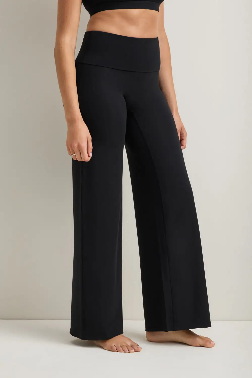 Fold Waist Wide Leg Trousers