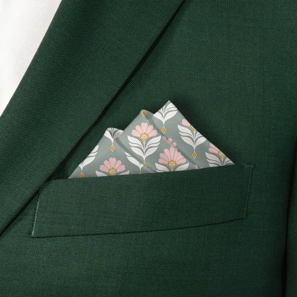 Refined Classic Art Deco Floral Pocket Square