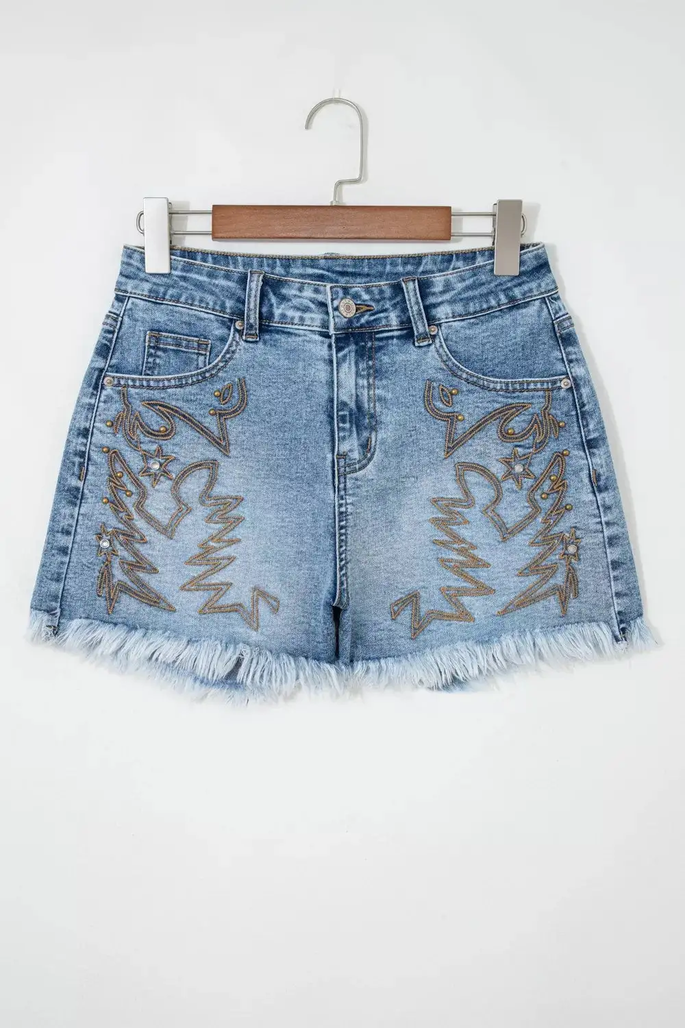 Everyday Raw-Hem Distressed Cotton Denim Shorts