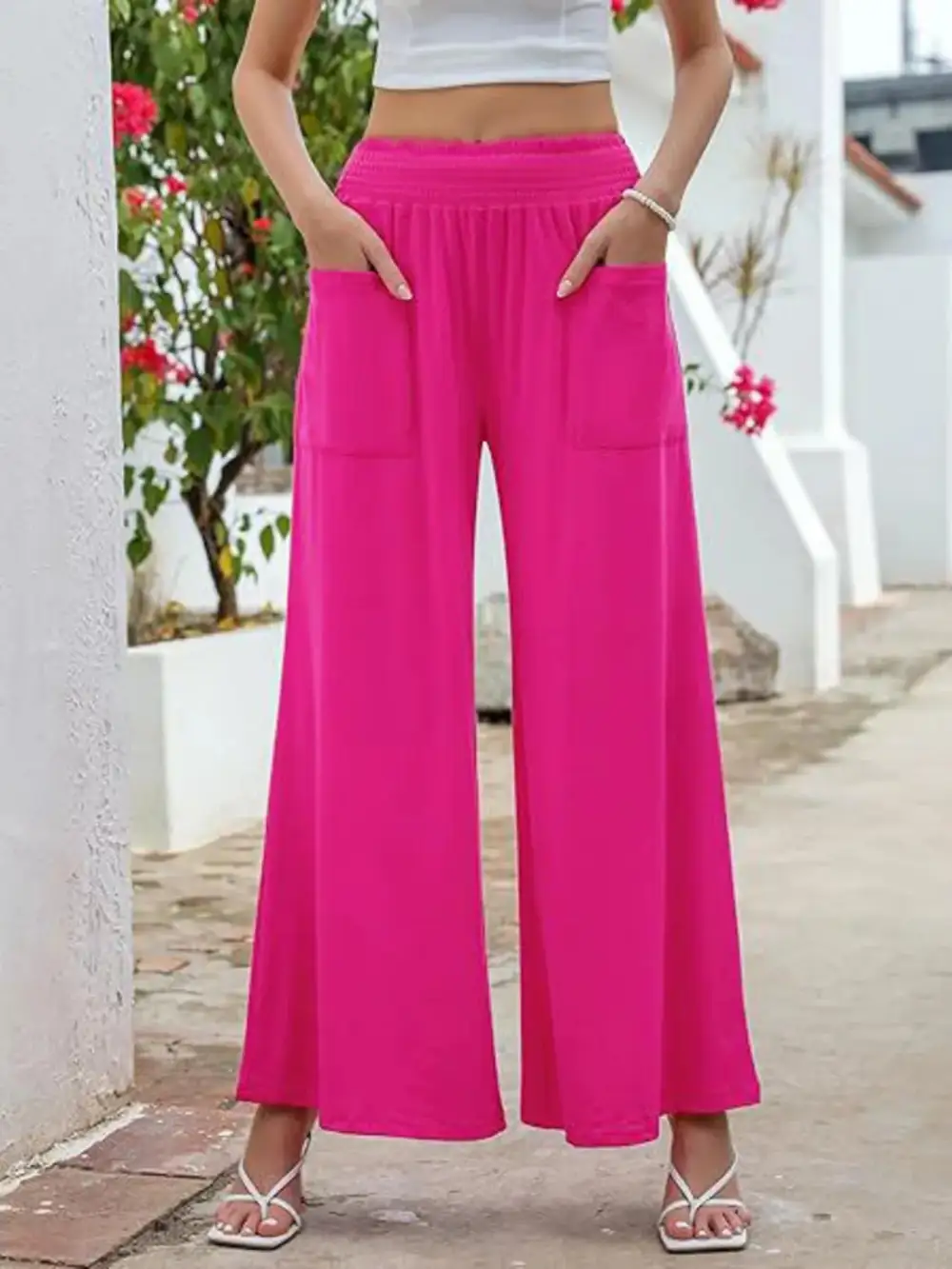 High Waist Pocketed Trousers