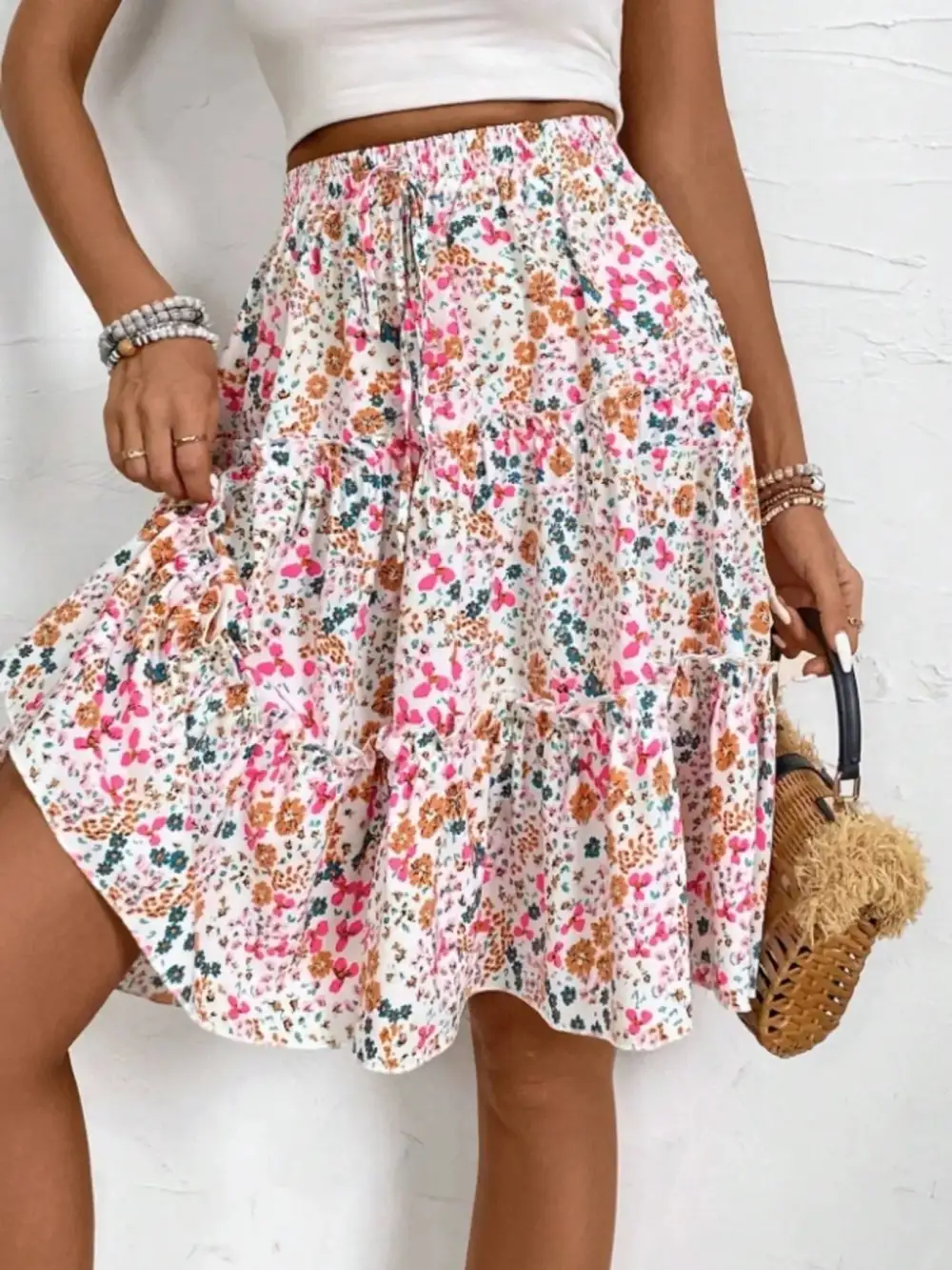 Everyday Floral Print Midi Skirt