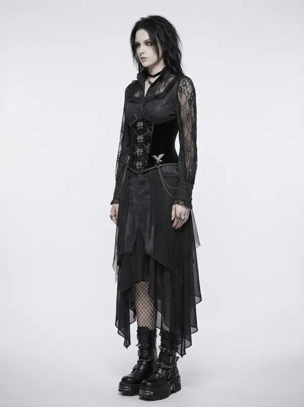 Women's Gothic Victorian Lace Corset Printed Top