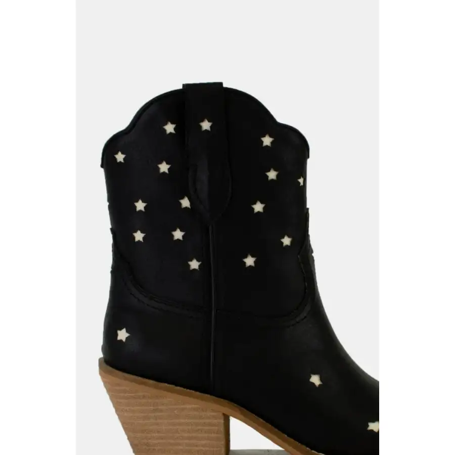 Beast Fashion Faux Leather Star Shaped Cutouts Point Toe Boots