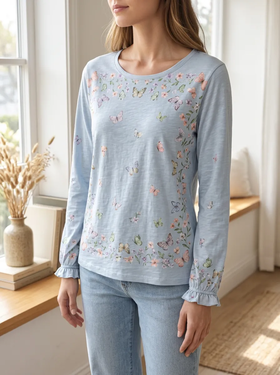 Women's Sweet Casual Soft Everyday Long Sleeve T-Shirt