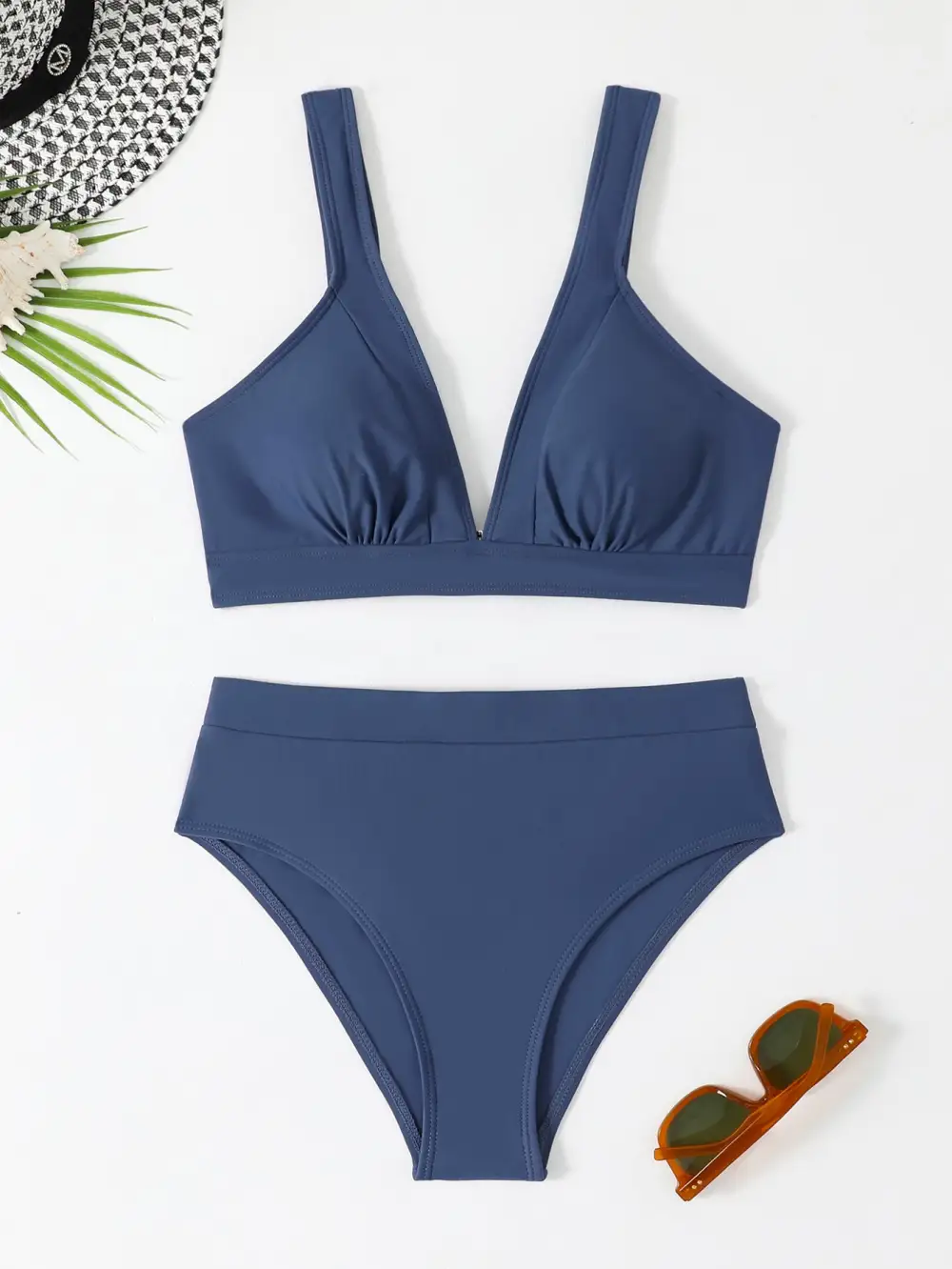 Tropical Poolside High Waist Bikini Set