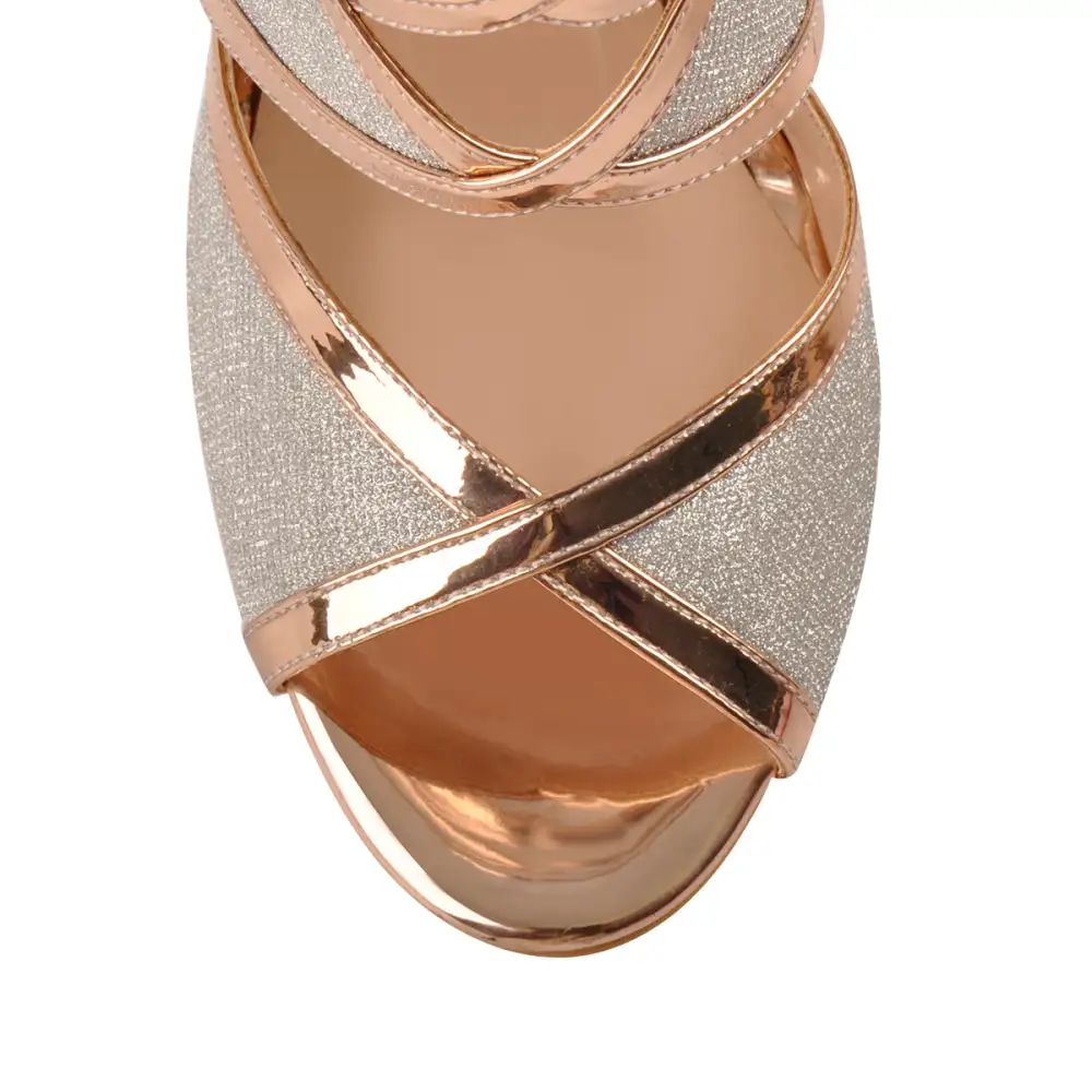 Metallic Luster Glitter Cut Out Sandals