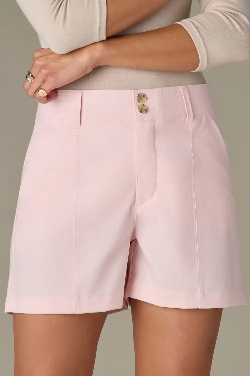 Front Seam Trouser Shorts Double Button