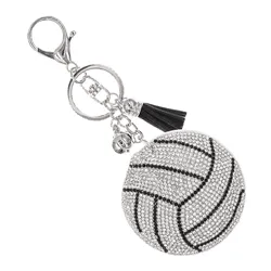Volleyball Crystal Charm Keychain
