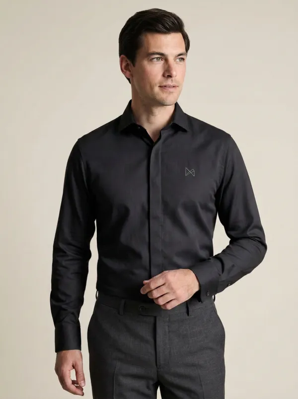 Men's Non-Iron Cotton  Logo Embroidered Dress Shirt