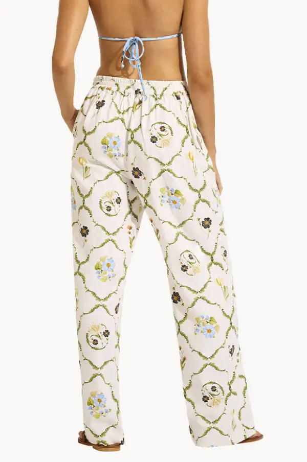 Tailored Linen Blend Wide Leg Pants