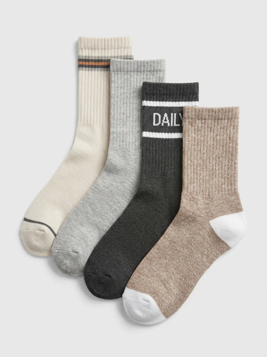 Striped Minimalist Men's Four-Pair Long Socks