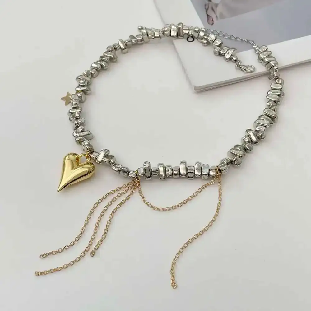 Pleated Heart Necklace