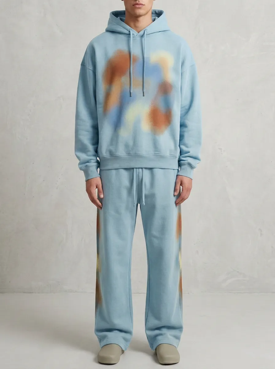 Men's Streetwear Urban Style Spray Paint Printed Hoodie Set