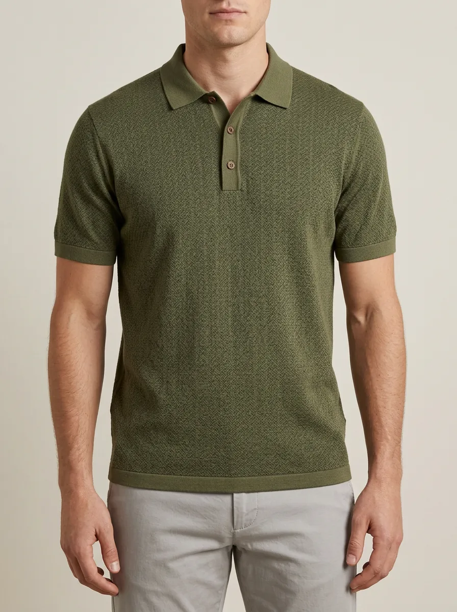 Classic Textured-Knit Men's Polo Shirt
