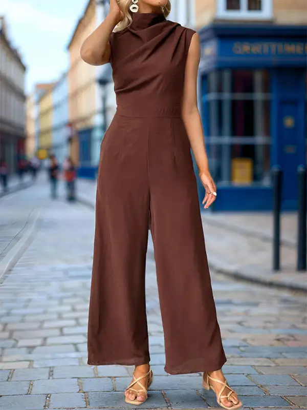 Sleeveless Clean Swing Collar Jumpsuit