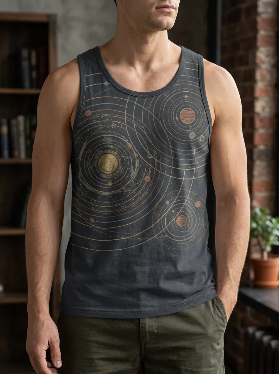 Men's Astronomy Solar System Scoop Neck Tank Top