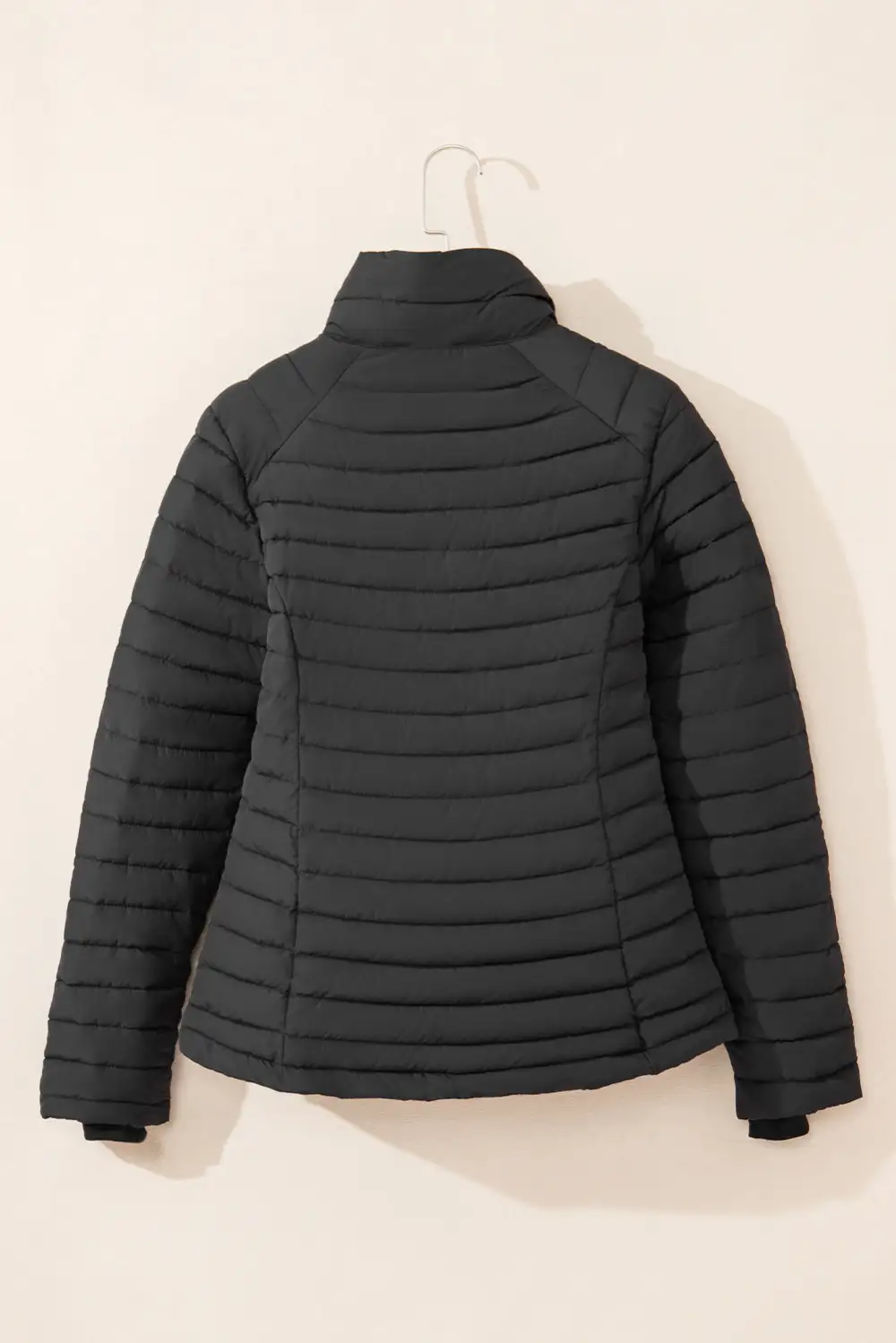 Women's Solid Quilted Zip Up Puffer Jacket