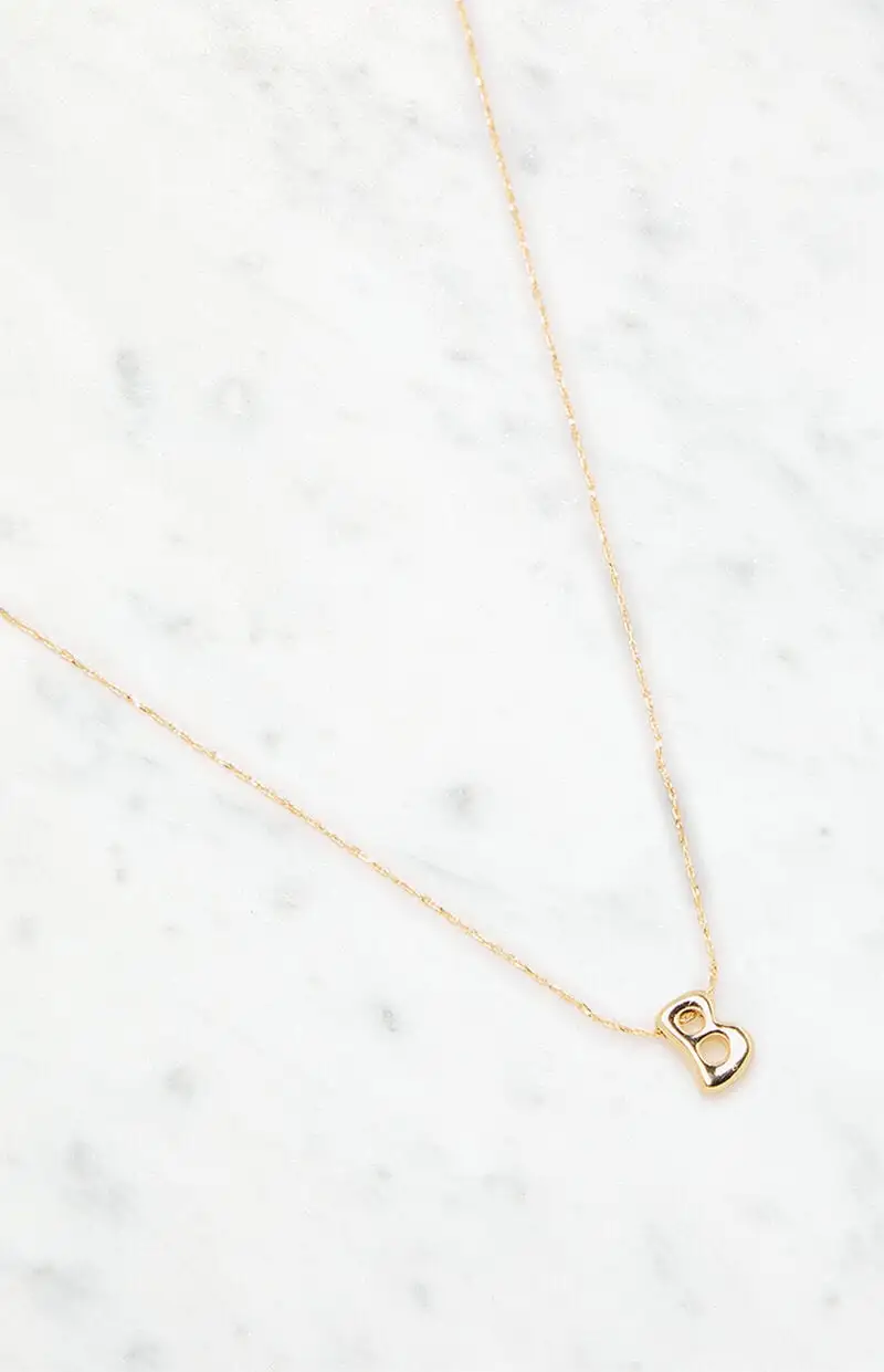LA Hearts B Initial 14K Gold Plated Necklace