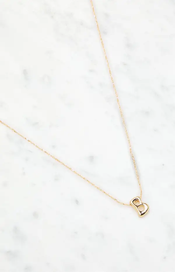 LA Hearts B Initial 14K Gold Plated Necklace